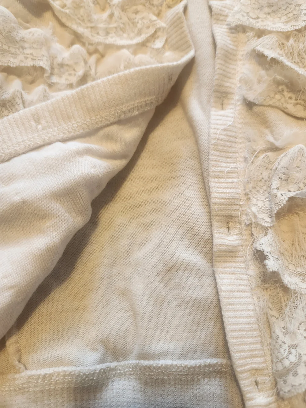 Girl's Cream Ruffle-Front Cardigan - Picture 4 of 5